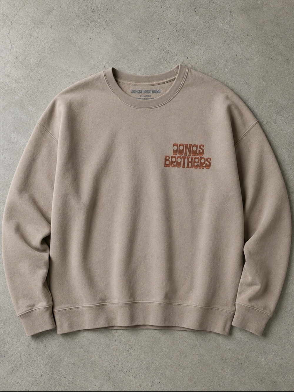 Jonas Brothers 5 Albums One Night Tour Crewneck Sweatshirt XL Buffalo NY Brown